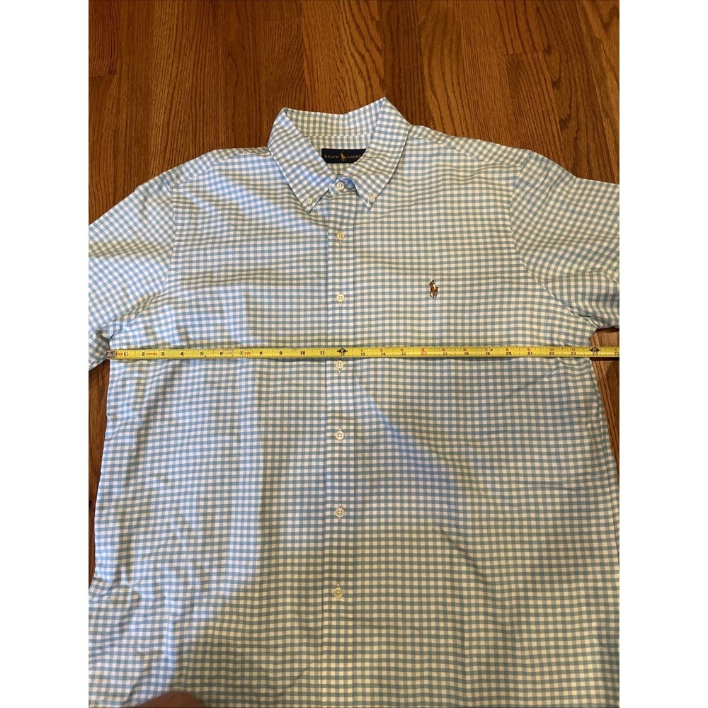 Ralph Lauren Men's Button Up Shirt Blue Gingham Plaid Flesh Pony Size XL - Picture 9 of 11